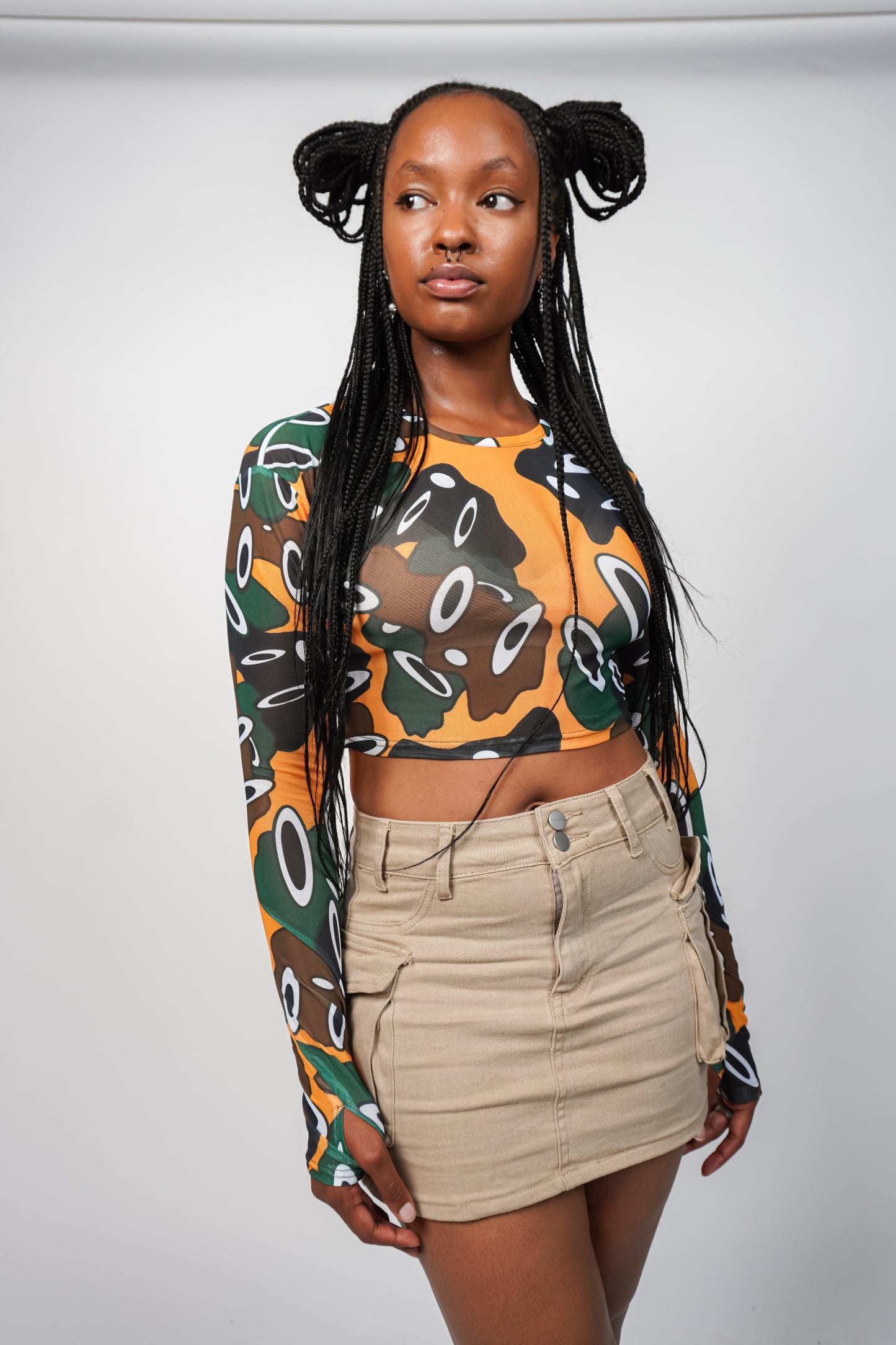 Oodies Camo Mesh Cropped Shirt